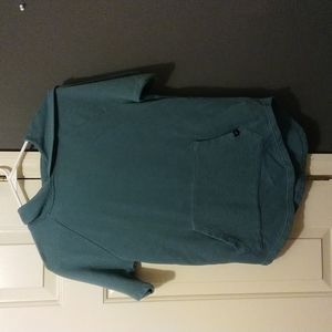 Art class turquoise short sleeve top with hood